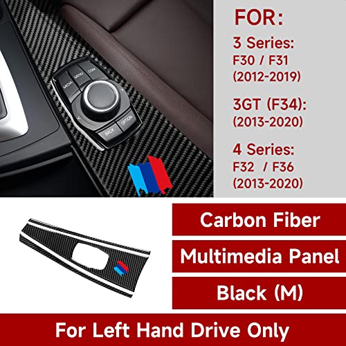 Image of Car Multimedia Panel Trim Carbon Fiber Decal Center Console Sticker fits for BMW 3 4 Series F30 F31 F34 3GT F32 F36 Accessories - F33 Convertible NOT