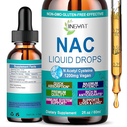 Image of NAC Supplement N-Acetyl Cysteine | High Absorption NAC 1200mg Liquid Drops for Respiratory, Liver & Kidney Detox, Immune Support & Antioxidants | Vegan | Non-GMO | Gluten Free | Fast-Acting Formula
