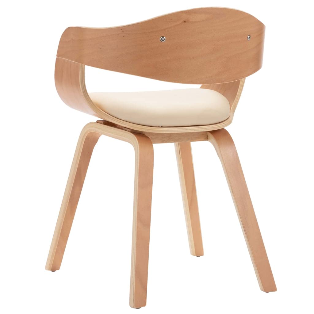 Zestaw 4 krzeseł do jadalni z tapicerką ze sztucznej skóry i zakrzywioną konstrukcją drewnianą, ergonomiczną konstrukcją i wyściółką dla maksymalnego komfortu i stylu
