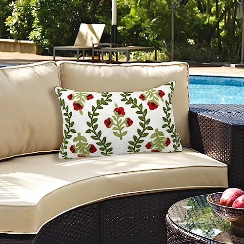 Coussin de salon estival à fleurs rouges pour canapé rustique - 3