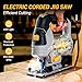 6.7-Amp Jig Saw Corded: Electric Jigsaw Tool Power Jig Saws for Wood Cutter with 6 Variable Speed Up to 3000 SPM, 4 Orbital Settings, LED Light & ±45° Bevel Cutting, Tool-Free Blade Change