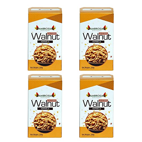 Image of Ambrosia California Walnut Kernels (Akhrot Giri) 1kg (Pack of 4 x 250g) | Extra Light Halves | Premium Shelled Walnuts | Healthy Dry Fruits | Rich in Omega-3