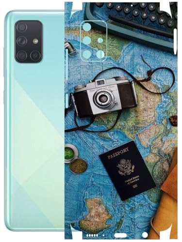 Image of AtOdds - Full Body Back Screen Guard Protector Film - Lamination Wrap Skin Sticker Compatible with Samsung Galaxy A51 | Scratchproof Matte Finish (Travel Map)