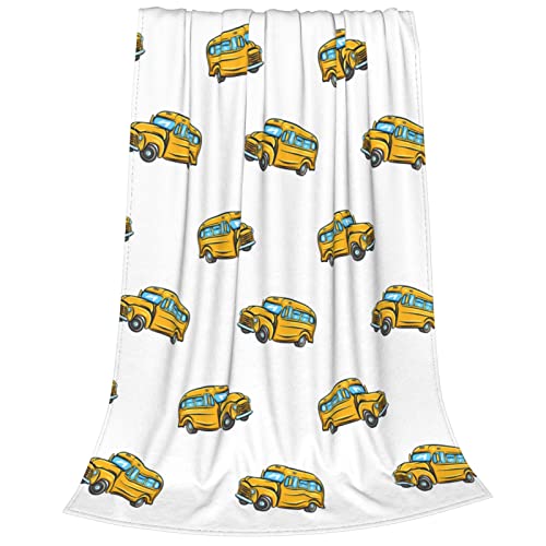 Image of School Bus Blanket 50 inchx60 inch - Extra Soft Fleece Flannel Throw Blankets for Adults, Kids, Couples - Cozy Plush Blanket for Bed, Couch, Gift for Teachers, Bus Lovers