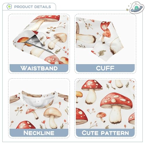 JUNZAN Cartoon Cute Mushrooms Kids Girls Sweatshirt Hoodie Long Sleeve Hoodie for Boys Athletic 4T3