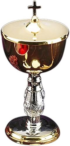 Miniatura 3 de Stratford Chapel Juego de cáliz y patena de dos tonos con ciborio y cubierta de cruz, altura de 5 pulgadas