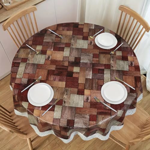 Image of Dakshya Industries PVC Waterproof Round Table Cover for 4 Seater Dining Table | 60 Inch Round Printed Table Cover | Spill Proof, Oil Resistant, Heat Resistant, Wipe Clean