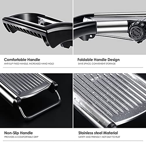 Image of Myiosus Adjustable Mandoline Slicer, Stainless Steel Mandoline Vegetable Slicer Julienne Cutter, Kitchen Professional Mandolin Slicer with Safety Gloves and Cleaning Brush