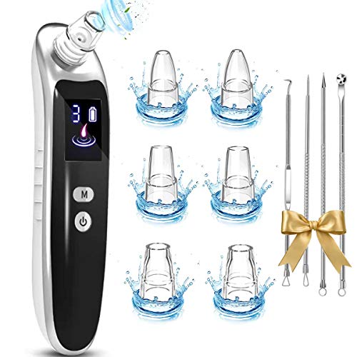 Skymore Blackhead Remover, instrument de nettoyage électrique pour éliminer l'acné et les points noirs, équipé de 6 têtes de nettoyage, d'un câble USB