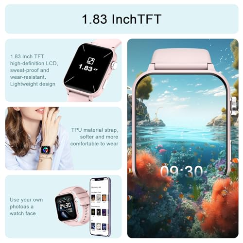 IOWODO Smart Watch for Women (Answer/Make Calls,1.91" HD Fitness Watch with Flashlight/Step Counter/110+ Sport Modes/Heart Rate/Sleep Monitor/SpO2/IP68 Waterproof/Tracker,Smartwatch for Android iOS - Image 2