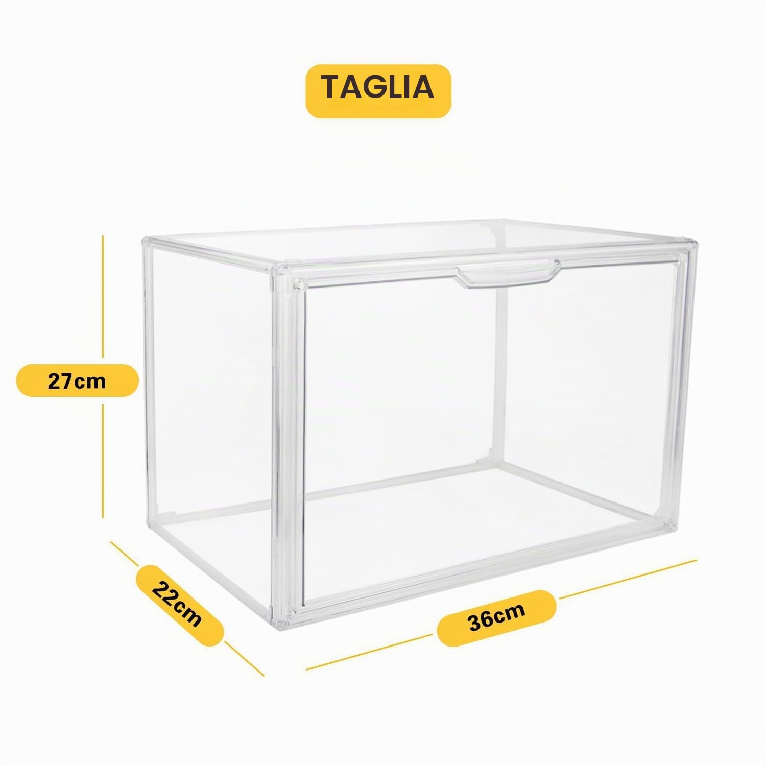 GUDEMAY Scatole in plastica trasparenti impilabili con chiusura magnetica | Vetrina in acrilico antipolvere, ideale per figurine, oggetti da collezione, libri, scarpe (trasparente, set da 5 pezzi)