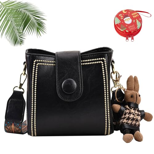 Bootara Bucket Bag, Bootara Women's Vintage Bunny Charm Bucket Bag – Convertible Shoulder/Crossbody, Spacious Travel Tote