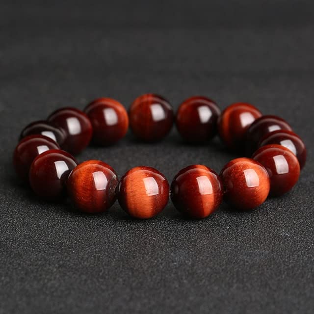 HBCPRM Perles De Pierre Naturelle Bracelet en Oeil De Tigre Bracelet en Pierre Naturelle Brun Rouge pour Hommes Bijoux-Oeil De Tigre Rouge,12Mm