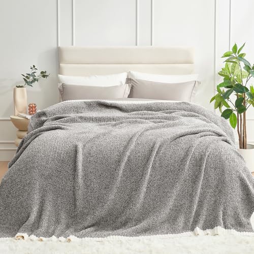 Image of Snuggle Sac Ultra Soft Grey Bedding Blanket Twin XL, Warm Fluffy Microfiber Blankets for Bed, Living Room, Oversized Bed Blanket, Heather Dark Grey, 66x90 inches