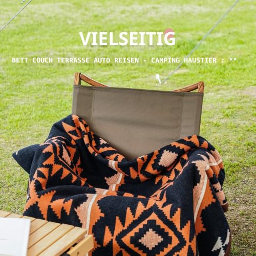 ACUSHLA Merinowolle Wolldecke Camping Kuscheldecke 160x200 cm, Morocco Blue – Ansicht 5