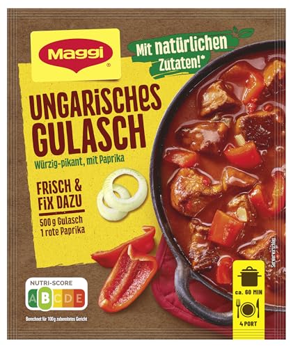 MAGGI Fix für Ungarisches Gulasch, Würzmischung, mit natürlichen Zutaten*, für 4 Portionen, 1er Pack (1 x 56g Packung)