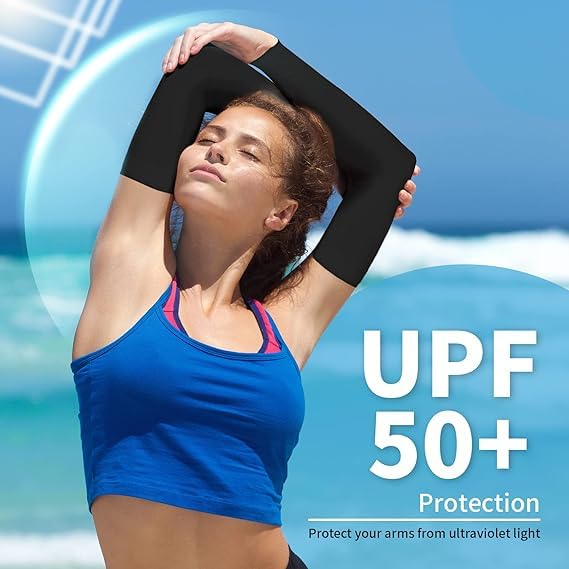 Image of MIZUNA Sun Protection Arm Sleeves Hand gloves For Men & Women,Thumb Holes UPF 50 Arm Cover for Biking,Cricket,Cycling, Golf, Outdoor Sports