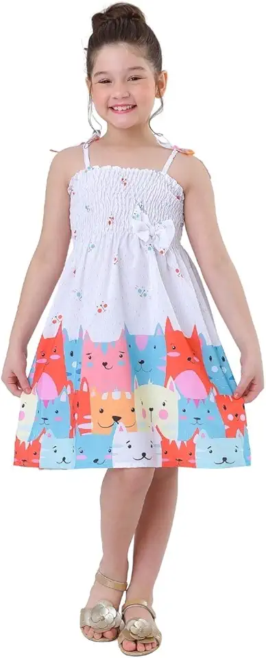 Vestido infantil menina moda tema dos Gatos modelo ciganinha