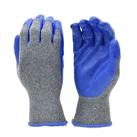 G & F 3108-10 String Knit Palm, Latex Dipped Work Gloves, Nitrile Coated Work Gloves for General Purpose, 10-Pairs Per Pack,Blue, Large