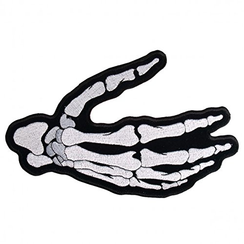 SKELETON RIGHT HAND, Iron-On / Saw-On Rayon PATCH - 4" x 3", Exceptional Quality