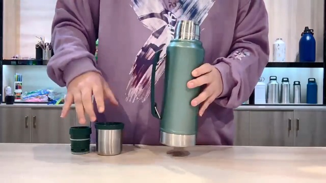 Thermoskanne 1 Liter Aus Edelstahl – 24 H Heiß/kalt, Doppelwandig Isoliert
