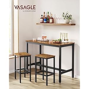 Vasaglebartablesetwith2barstoolsdiningtablesetkitchencounterwithbarchairsindustriallivingroompartyroomrusticbrownandblackulbt15x Urban Country Home Decor Vasagle bar table set with 2 bar stools dining table set kitchen counter with bar chairs industrial living room party room rustic brown and black ulbt15x urban country home decor