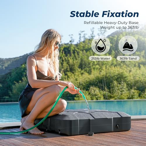 HOMSHADE Cantilever Umbrella Base 253lb-363lb, Heavy-Duty Rolling Outdoor Umbrella Base Stand H110, Refillable High-Density HDPE Offset Weights Stand for Outside Patio