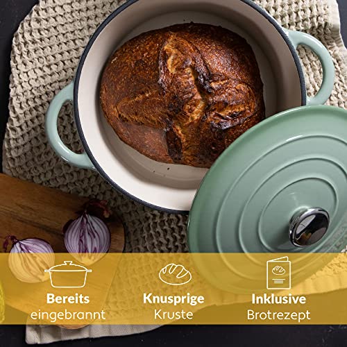 Chefarone Gusseisen Topf 24 cm 3,5 L Emailliert Cocotte Bräter - Grün – Ansicht 3