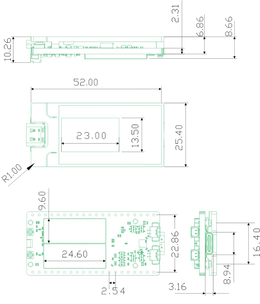 Heltec T096 Meshtastic Mesh Node, nRF52840 SX1262 LoRa Carte de développement GNSS double bande pour le suivi des actifs hors réseau, 13µA ultra faible consommation compatible avec Meshtastic