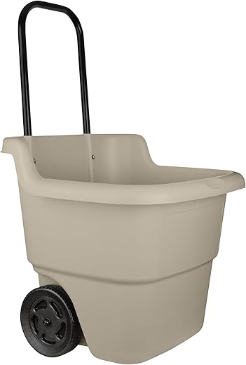 Suncast Resin 15.5 Gallon Multi-Purpose Cart with Wheels, Brown,Taupe