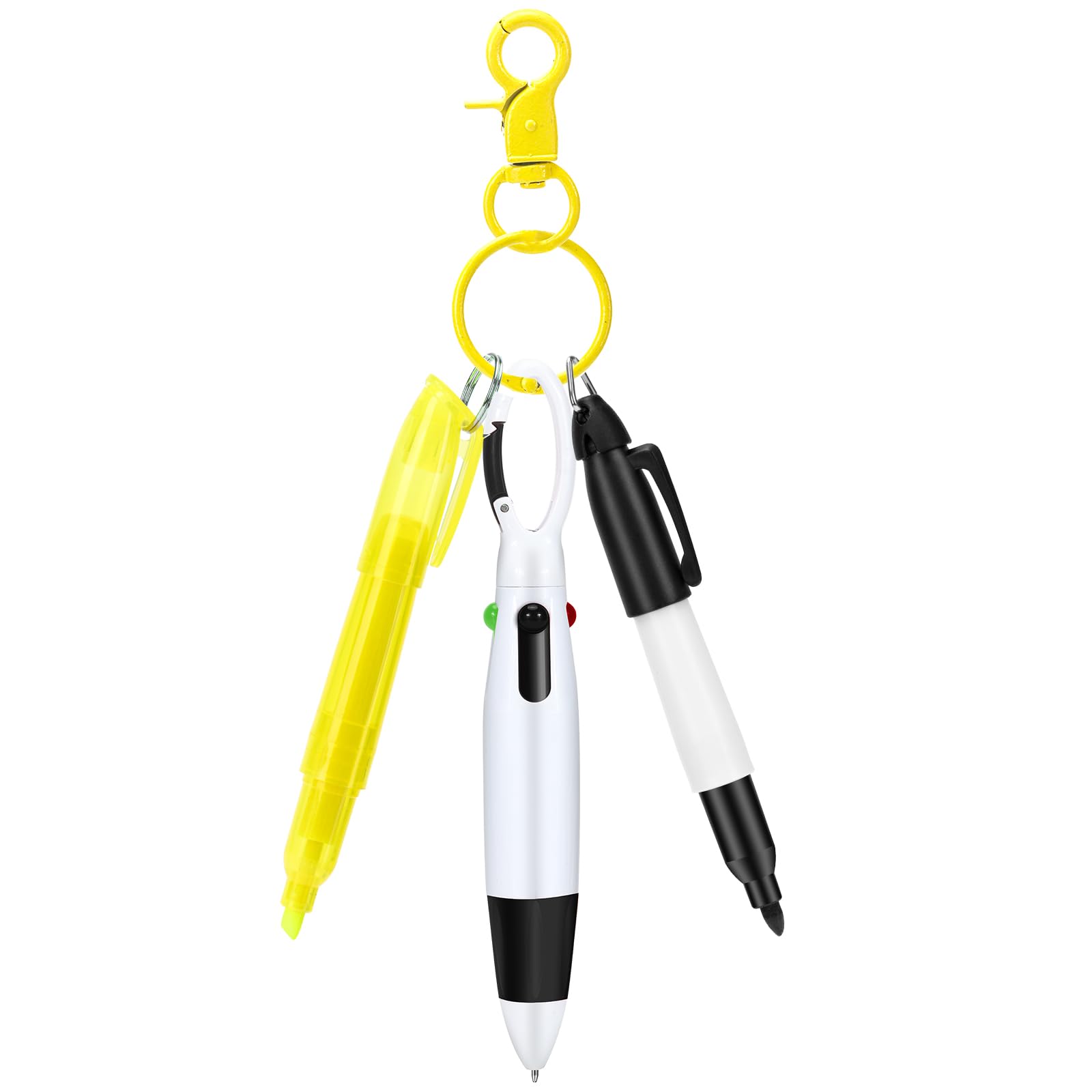 yadiana Mini Nurse Pen Set, Multicolor Pen in One, Retractable Ball Pens Permanent Marker Pens and Yellow Tip Highlighter Set, Keychain Pen Badge Pens Gift for Nurses