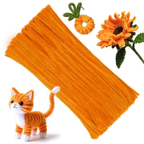 Image of ZXIIXZ 100 Pcs Pipe Cleaners, Orange Chenille Stems for Crafts