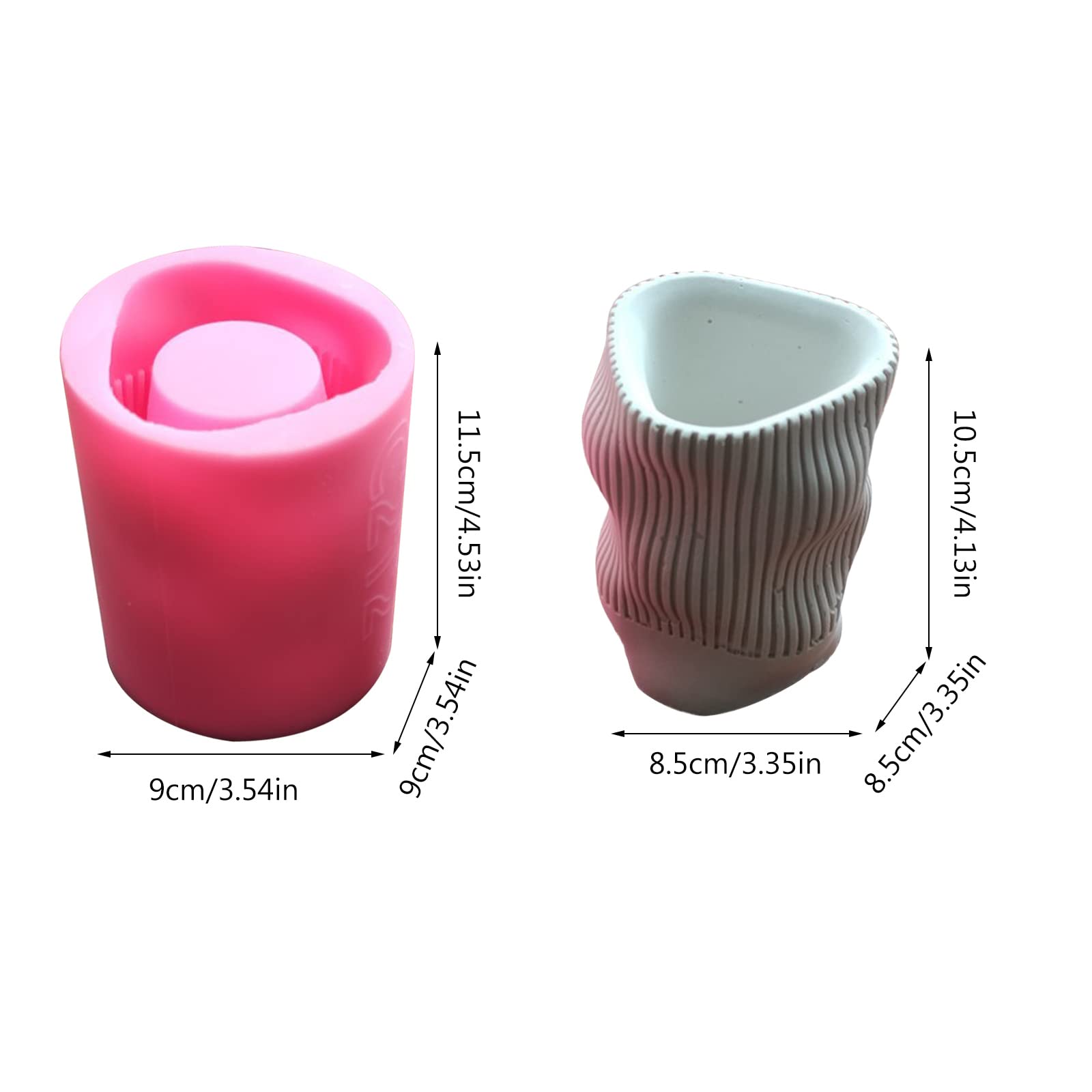 Onda contorta Gesso Stampo in silicone Fai da te Piante grasse Vaso fiori in cemento Vaso Gesso Stampo in argilla cemento Portacandele Scatola immagazzinaggio Stampi per resina epossidica
