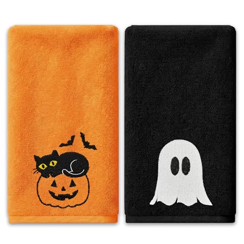 Hexagram Halloween Hand Towels Embroidered Towel Halloween Bathroom Decor