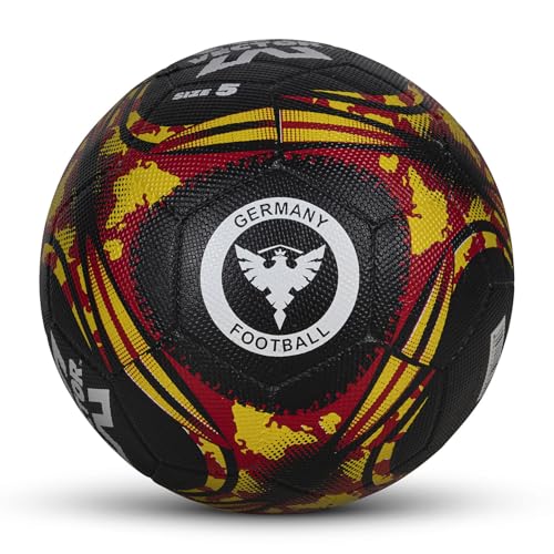 Vector X Germany Country Colour PVC Rubber Moulded Training Football with Pin Suitable for Hard Ground Soccer Ball for Adults (Color: Black, Size: 5, Pack of 1) 2 51waySQ8RtL