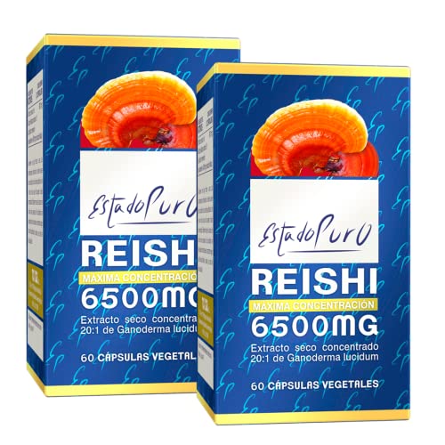Reishi Estado Puro 6500mg con Vitamina C   Extracto Concentrado 20:1 de Hongo Ganoderma lucidum   Inmunidad y Antioxidante   60 Cápsulas Vegetales de TongiL (Pack 2)
