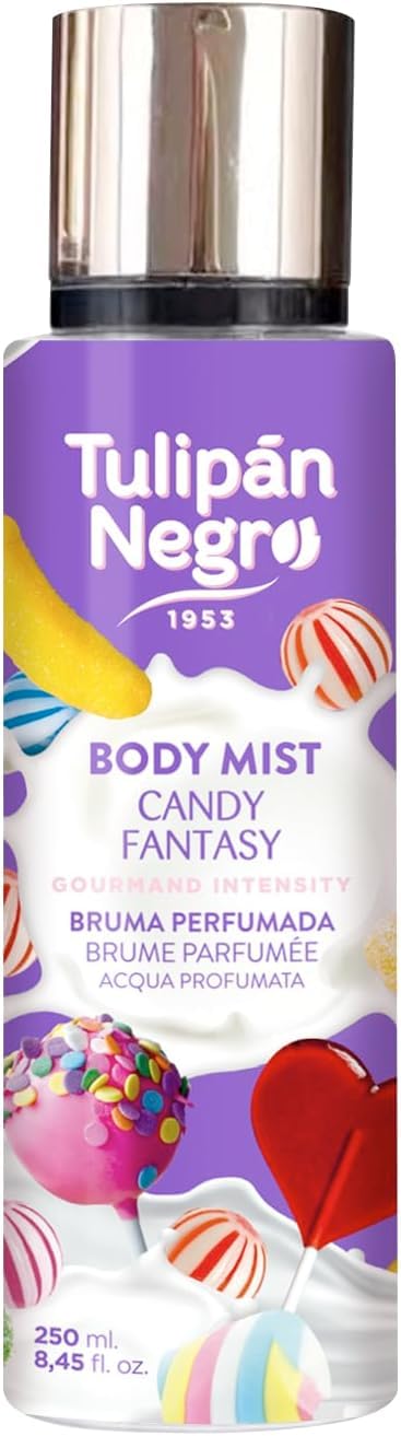 Tulipán Negro - Body Mist Candy Fantasy, Bruma Corporal con Fragancia Dulce y Golosa, Aroma Juvenil y Refrescante para Uso Diario, 250 ml