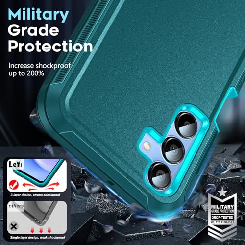 LeYi for Galaxy-A15-5G Phone Case: 3 in 1 Full Body with 2Pcs Glass, Teal - image 5