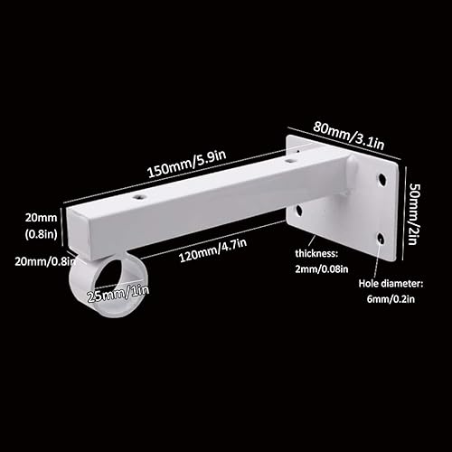 Miniatura 2 de Soporte de estante de tubo cuadrado con anillo, soporte oculto de hierro en ángulo recto para montaje en pared, soportes de estantería de gancho,
