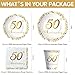 APOWBLS 50th Anniversary Decorations And Supplies Tableware - Golden 50 Year Wedding Anniversary Decorations, Party Plate, Cup, Napkin, Tablecloth, Cutlery, Paper Straw | Serve 24