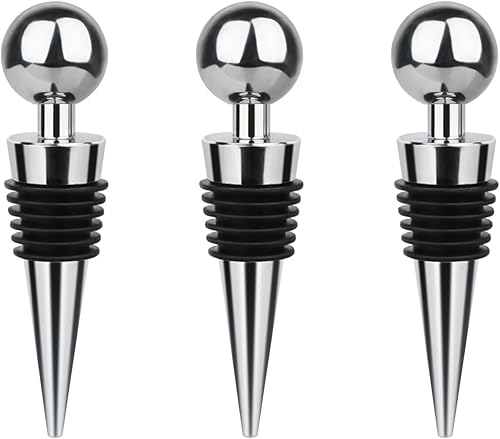 Yimerlen - Tapón para botella de vino, 3 unidades, de acero inoxidable, para regalo, bar, fiesta de vacaciones, boda, mantiene el vino fresco