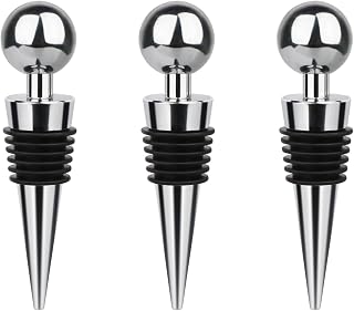 3 Pcs Wine Stopper Bottle Stopper Wine Saver, Yimerlen Silicone Vacuum Wine Bottle Corks, Reusable Wine Stopper Used for Bar, Holiday Party Keep Wine Fresh Suitable for Standard Bottle (Silver)