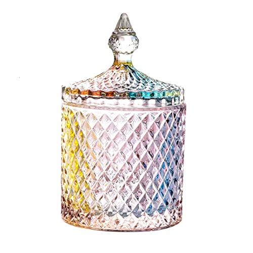 UHCPVHQQQ Tarros De Dulces De Vidrio Multicolor con Tapas, Azucarero con Tapa, Tazón De Dulces, for Fiesta Boda ámbar-Grande Latas(Glass Color,L)