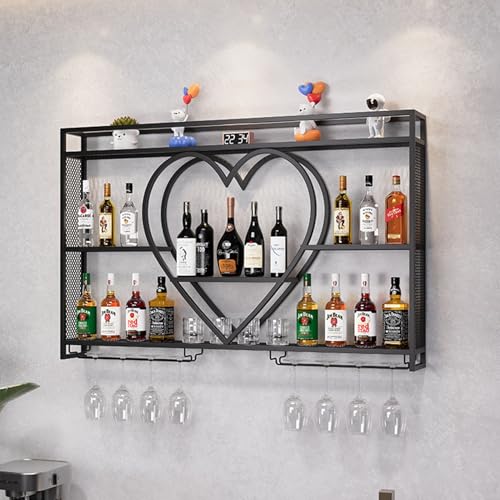 Présentoir à bouteilles de bar mural haut de gamme et son support à gobelets