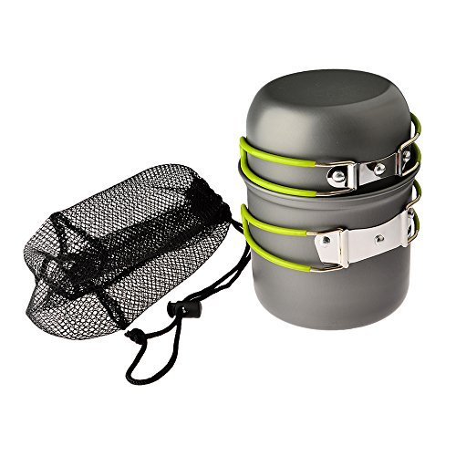 Petforu Camping Stoves, Outdoor Camping Hiking Backpacking Picnic Cookware Cooking Tool Set Pot Pan & Piezo Ignition Canister Stove & Aluminum Portable Foldable Stove Cooker Windscreen