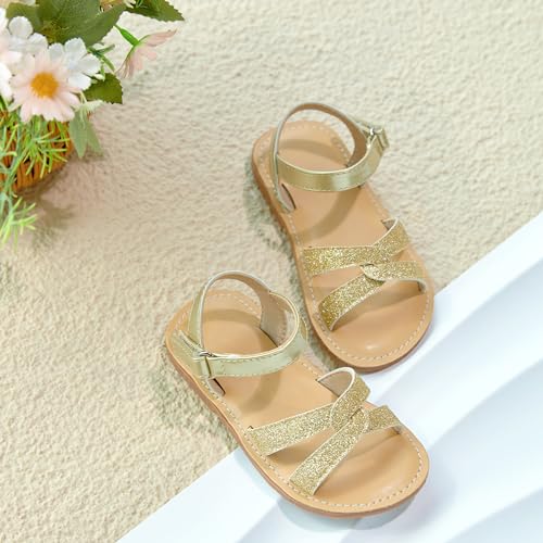 Image of Otter MOMO Girls Open Toe Princess Flat Sandals with Comfort Sole Summer Sandals