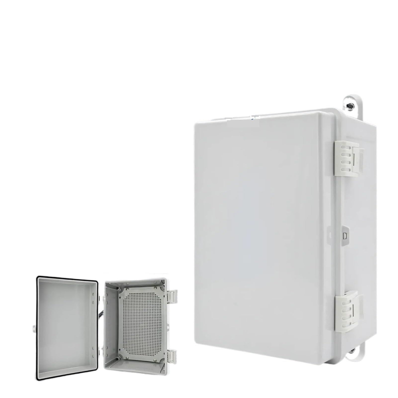 Caja de conexiones estanca Caja de conexiones de alimentación IP66, resistente al agua, gris/transparente, bisagra de plástico ABS, caja de distribución electrónica for exteriores(300x200x170mm,Grey)