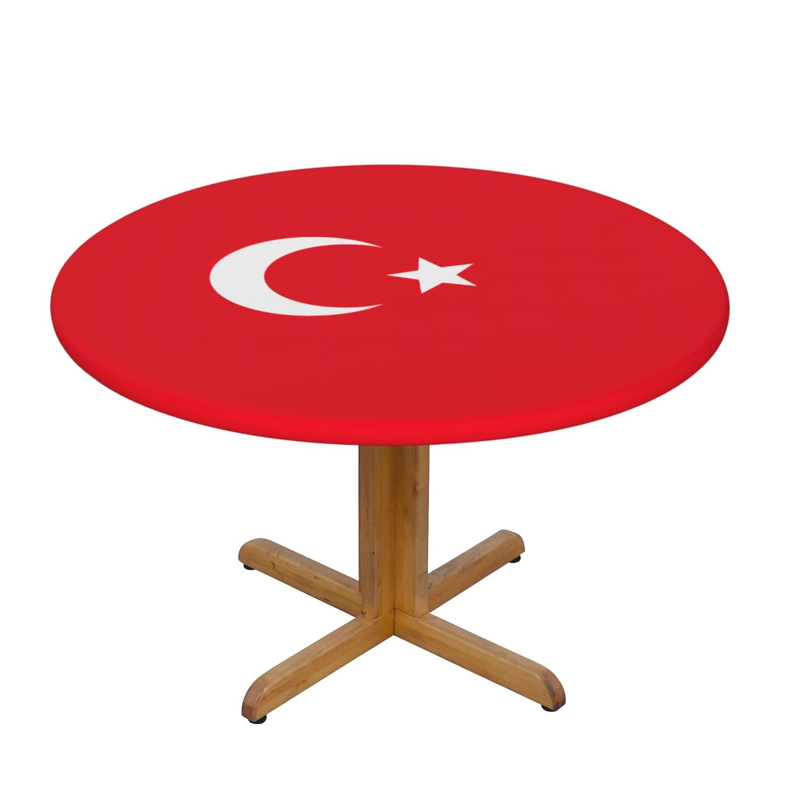 PPHGUT Flag of Turkey Print Round Tablecloth Family Table Cover Kitchen Wedding Party Everyday Outdoor