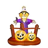 HOOJO 6 FT Halloween Inflatable Scarecrow with Pumpkins Outdoor Decoration with Build in LEDs, Blow up Indoor, Yard, Garden Lawn Decoration