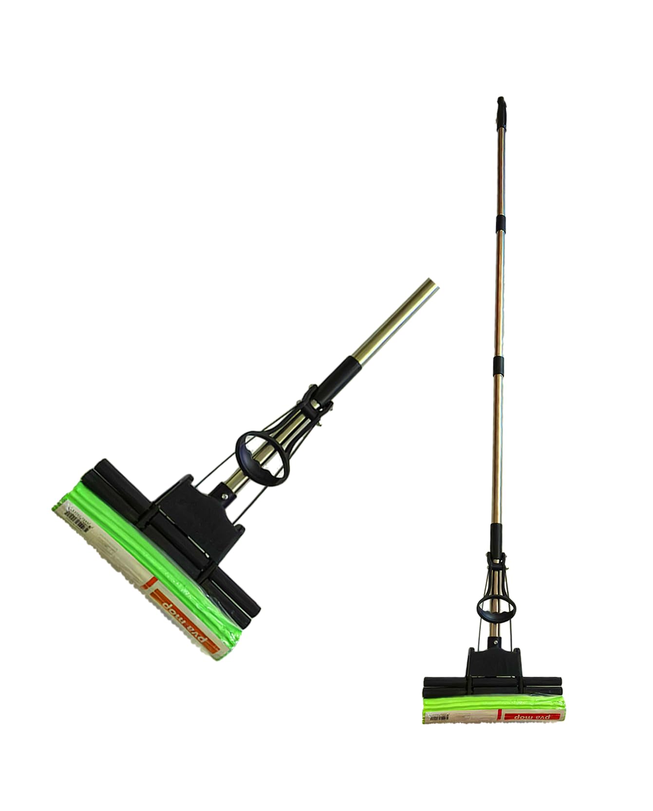 Cyberbrands! Floor Cleaner, Wring Mop, Cleaning Tool with Wringing Function - Sponge mop for Cleaning Floors- with PVA Sponge and Stainless Steel mop Handle